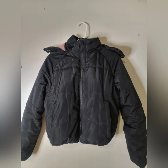 Therapy Cropped Pink Lined Puffer Jacket - Picture 3 of 7